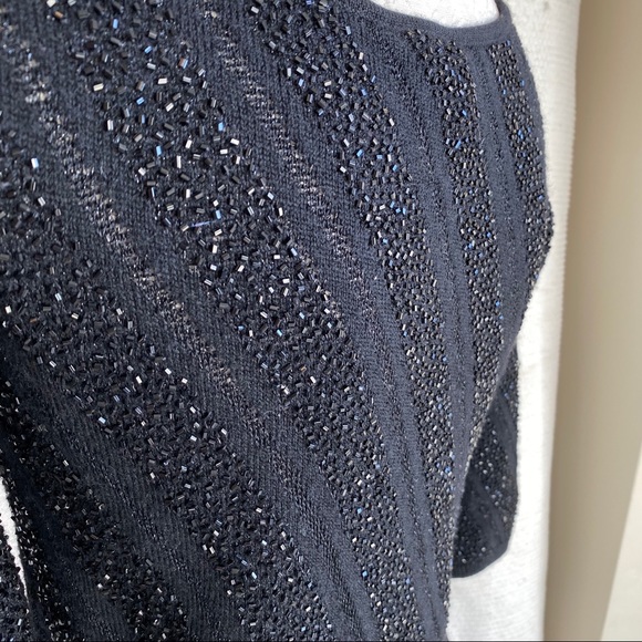 Vintage Y2K Beaded Striped Knit Top Party Sweater - Picture 2 of 8